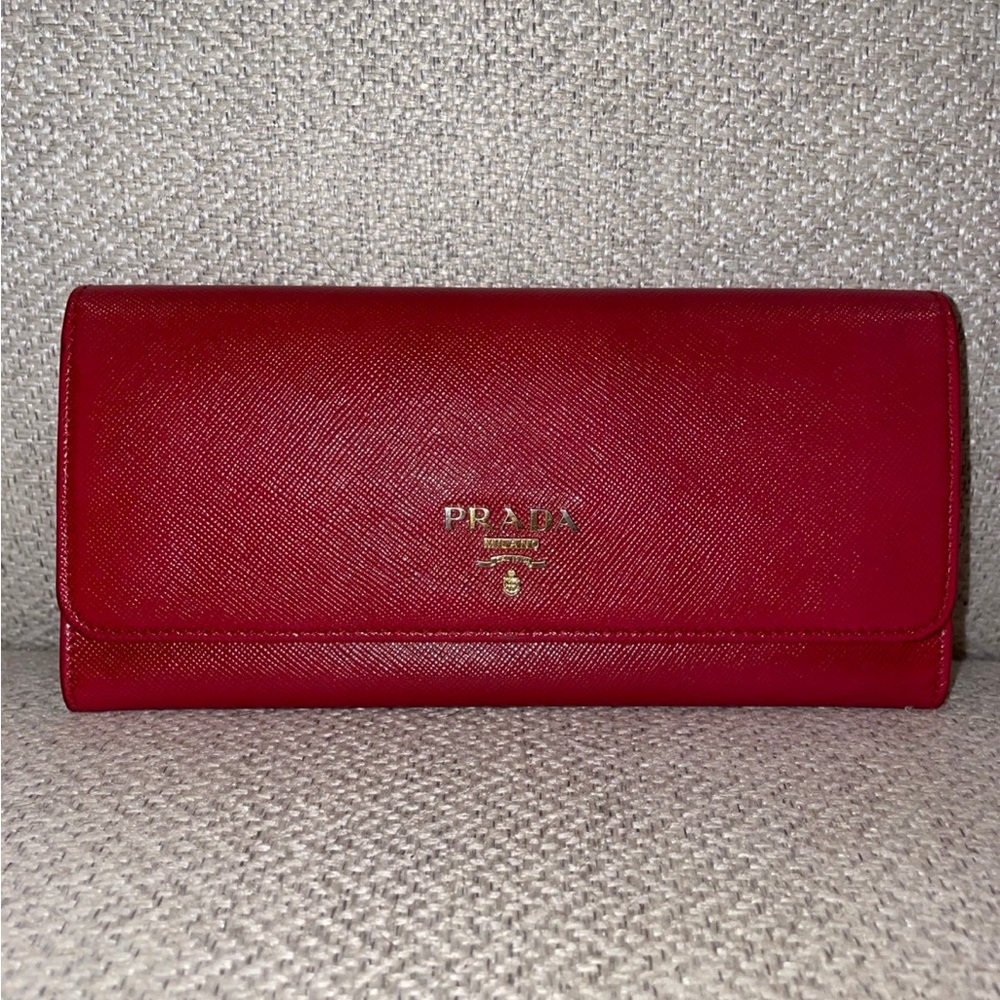 Prada red long Wallet clutch